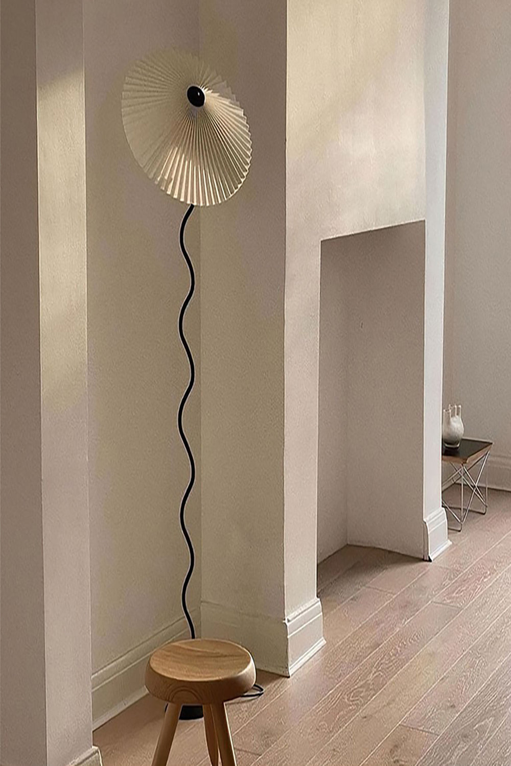 Minimalist Floor Lamp with Pleated Cone Shade