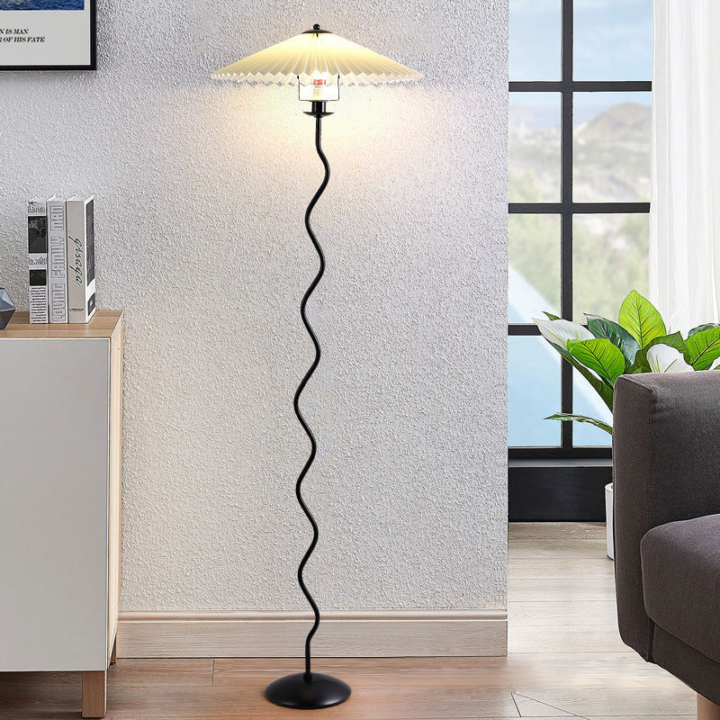 Minimalist Floor Lamp with Pleated Cone Shade