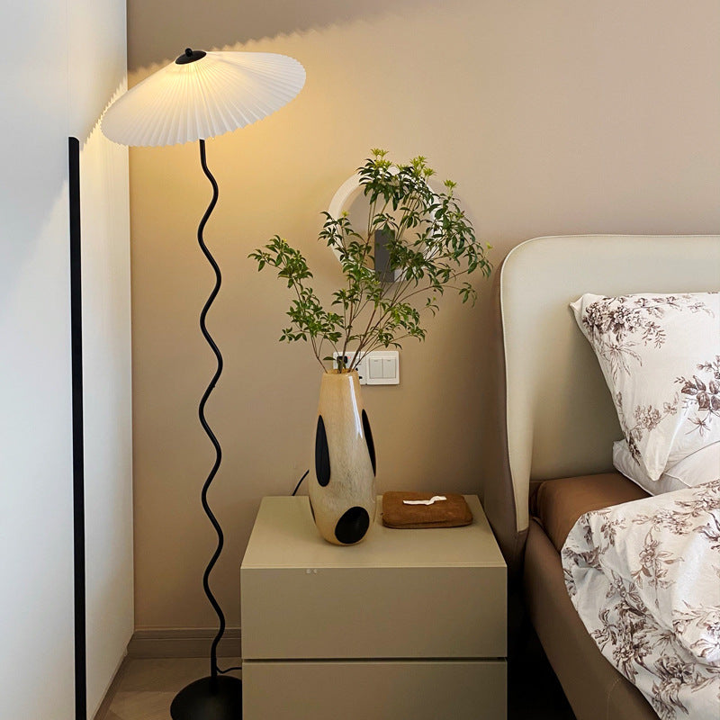 Minimalist Floor Lamp with Pleated Cone Shade
