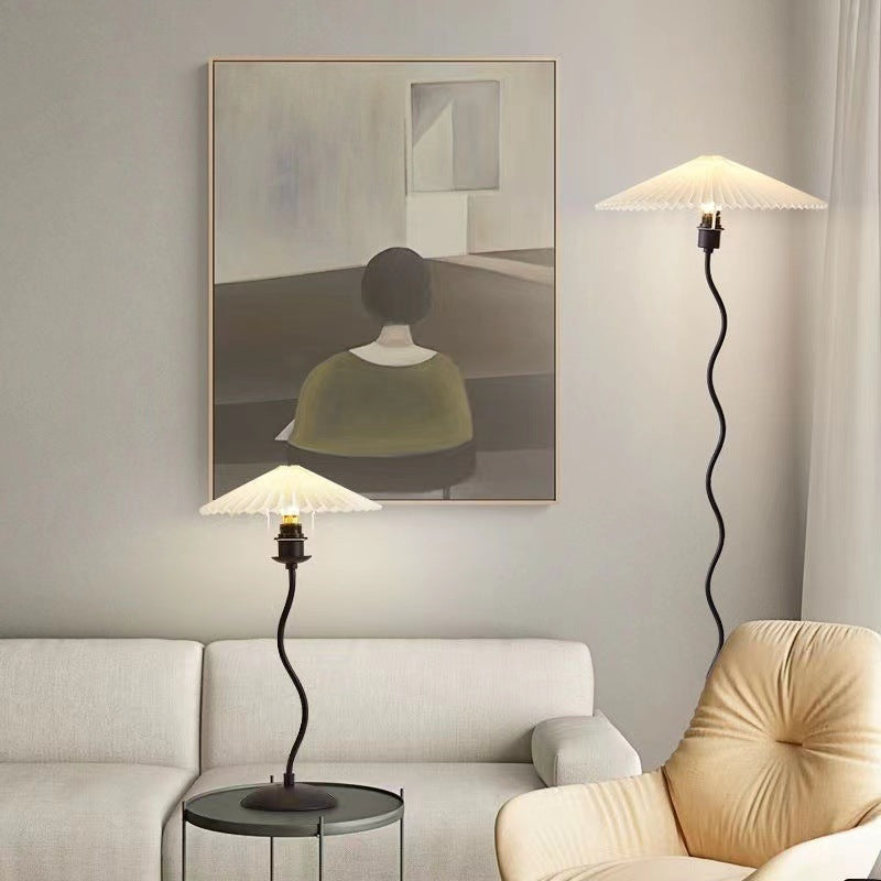Minimalist Floor Lamp with Pleated Cone Shade
