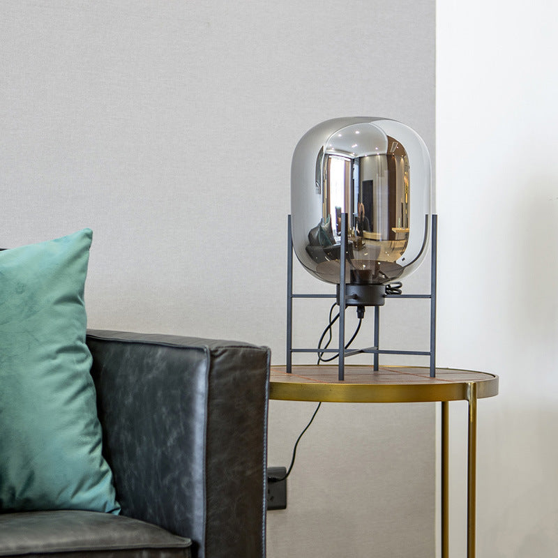 Industrial Open-Frame with Oval-Shaped Table Lamp
