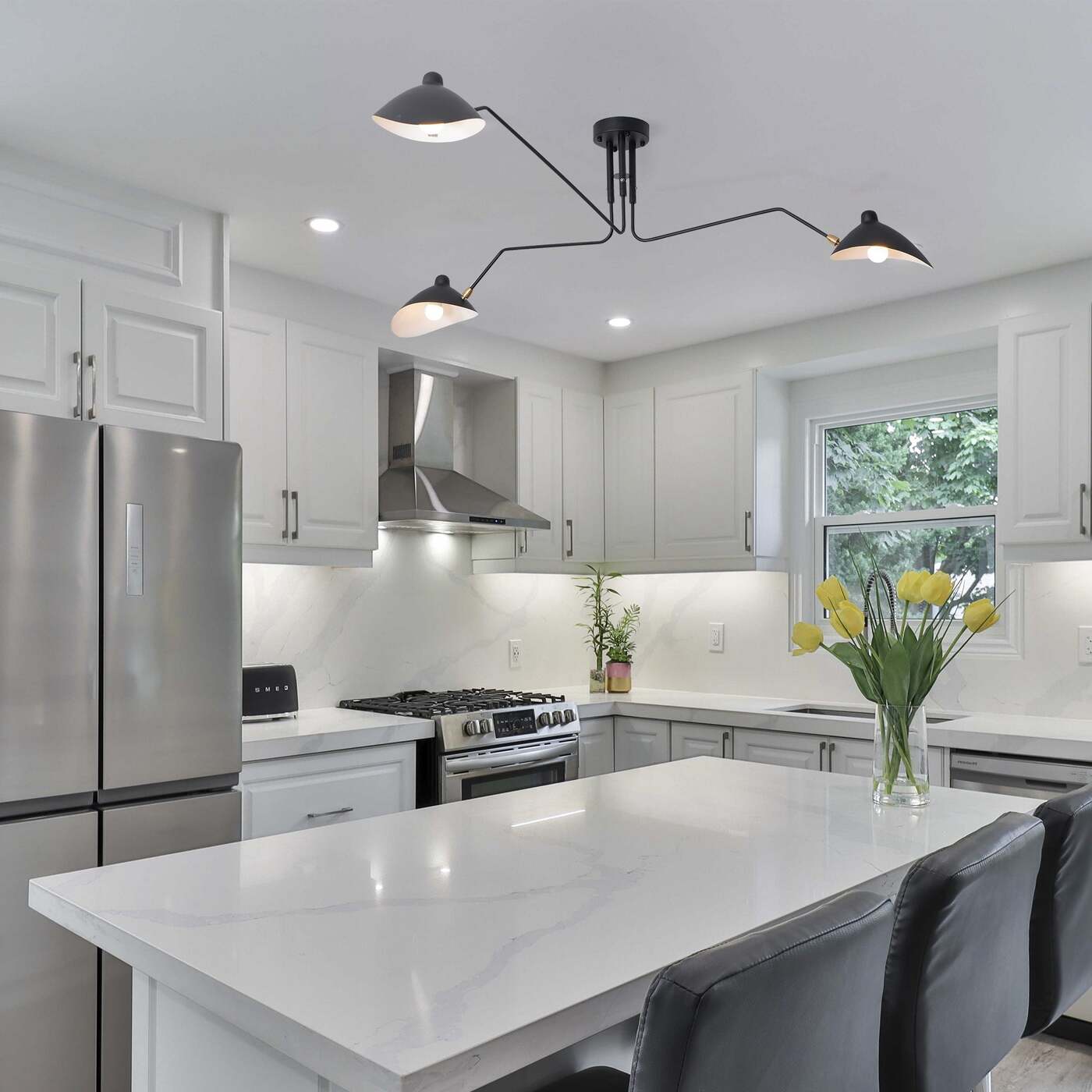 Minimalist Semi-Flush Mount Fixture – Tilted Cone