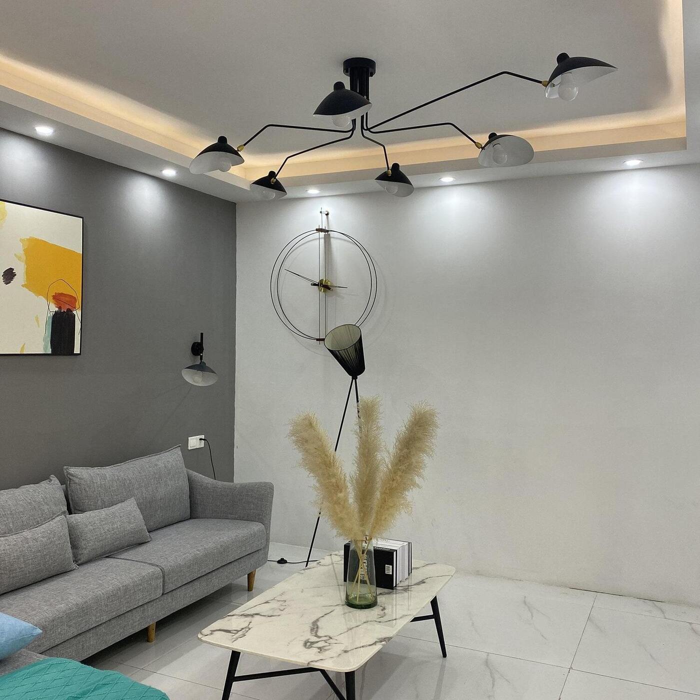 Minimalist Semi-Flush Mount Fixture – Tilted Cone