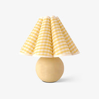 Vintage Plaid Table Lamp – Pleated Linen Shade