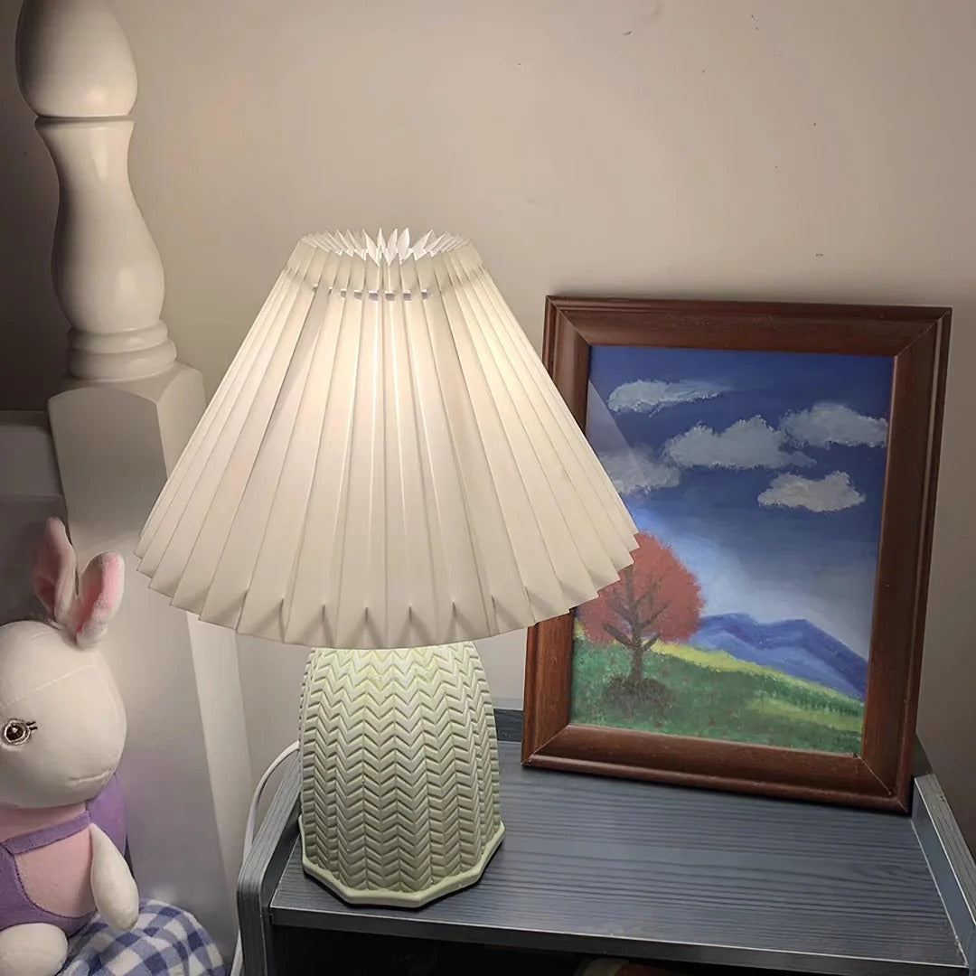 Vintage Table Lamp with Conical Pleated Lampshade
