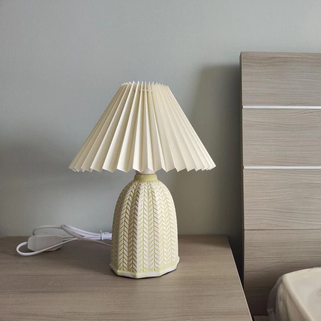 Vintage Table Lamp with Conical Pleated Lampshade