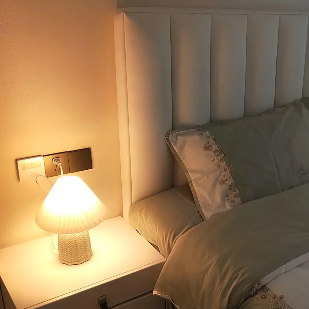 Vintage Table Lamp with Conical Pleated Lampshade