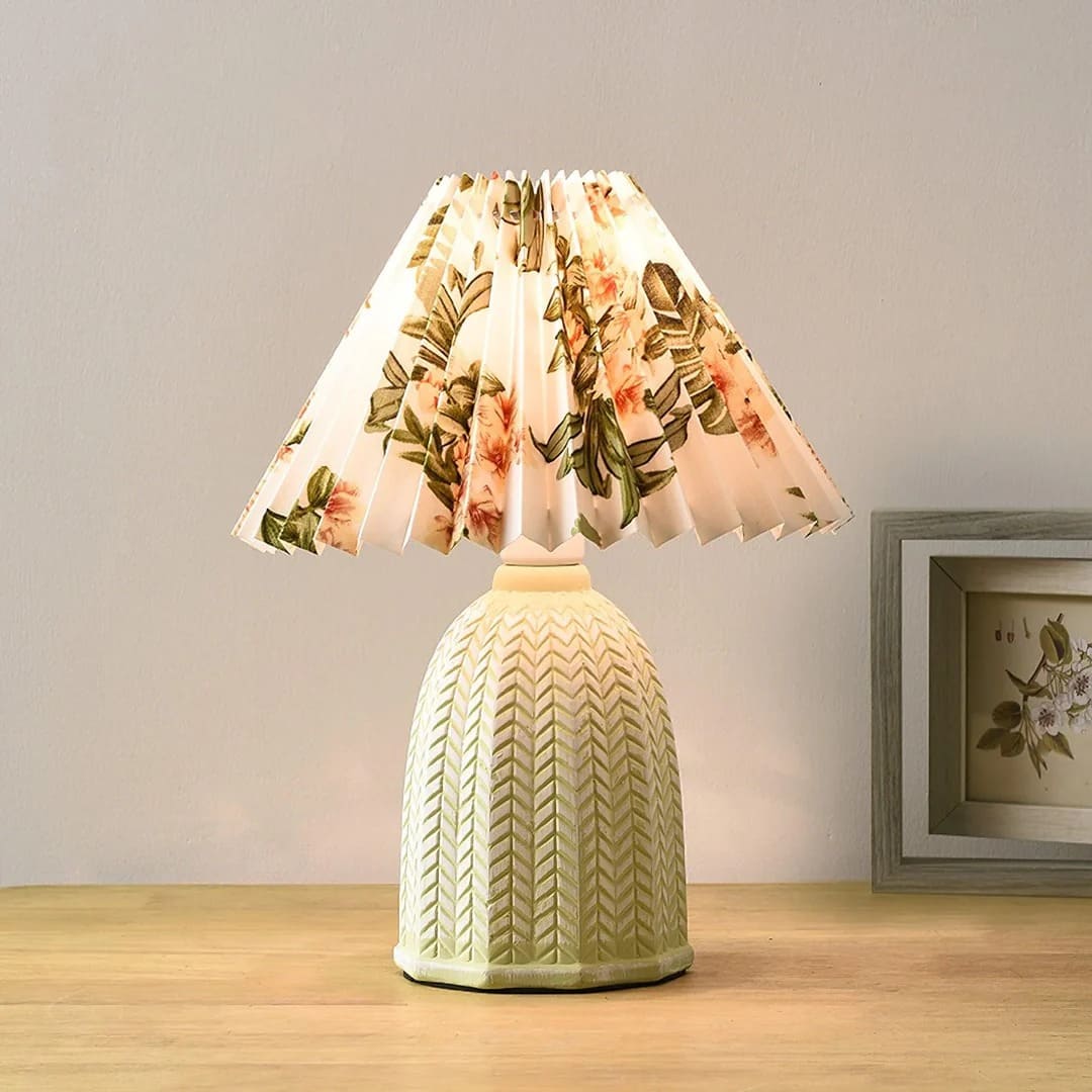 Vintage Table Lamp with Conical Pleated Lampshade