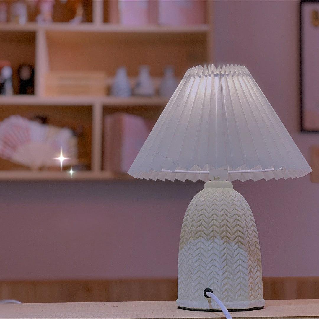 Vintage Table Lamp with Conical Pleated Lampshade