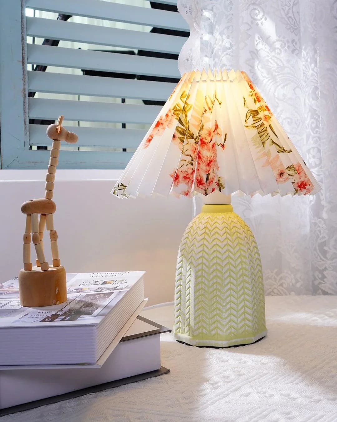 Vintage Table Lamp with Conical Pleated Lampshade