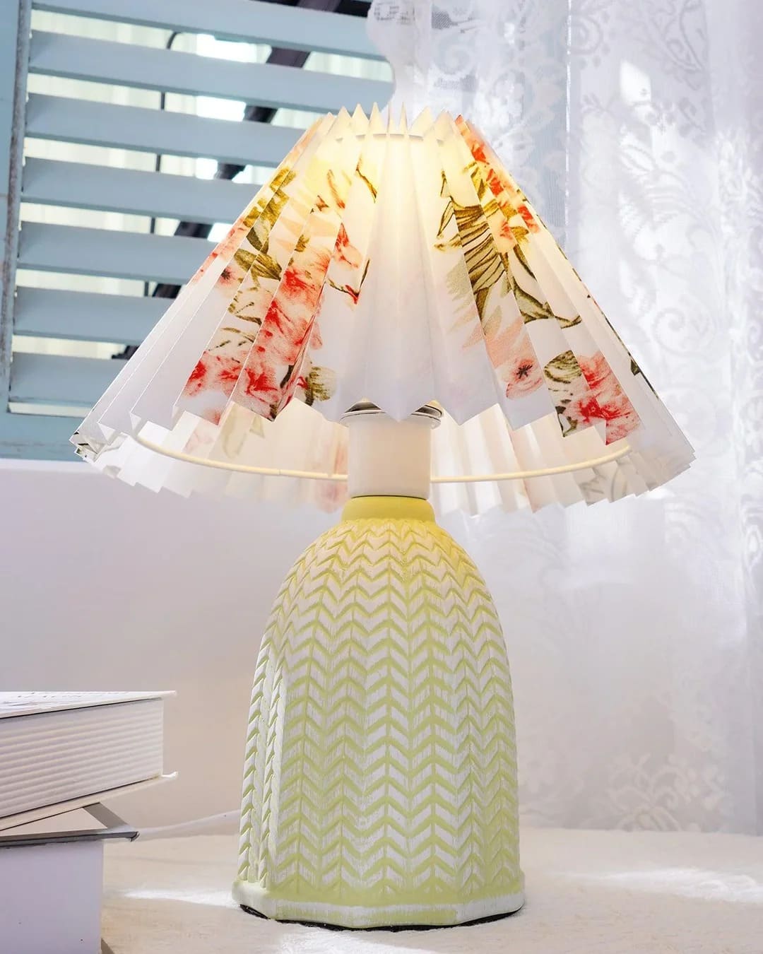 Vintage Table Lamp with Conical Pleated Lampshade