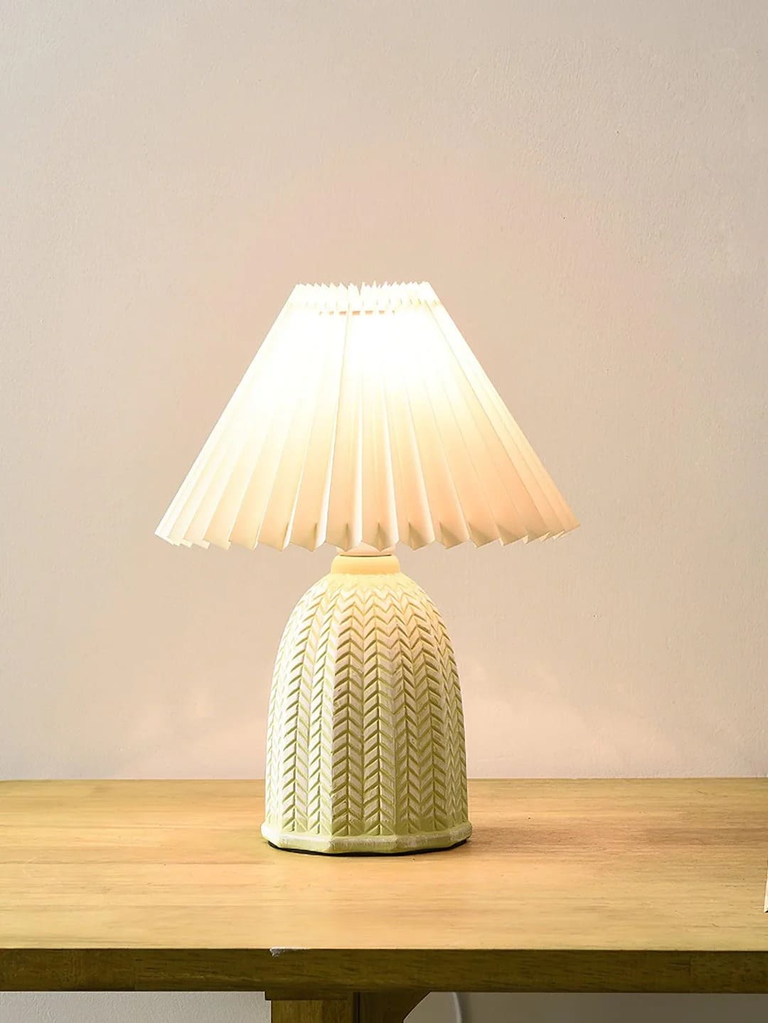 Vintage Table Lamp with Conical Pleated Lampshade