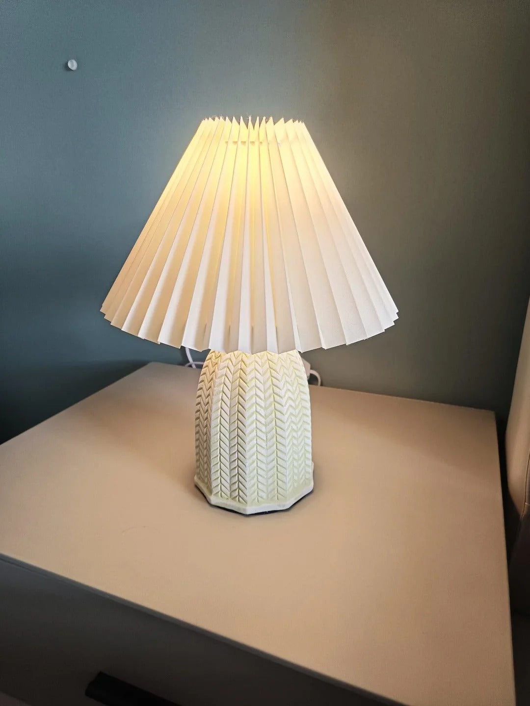 Vintage Table Lamp with Conical Pleated Lampshade
