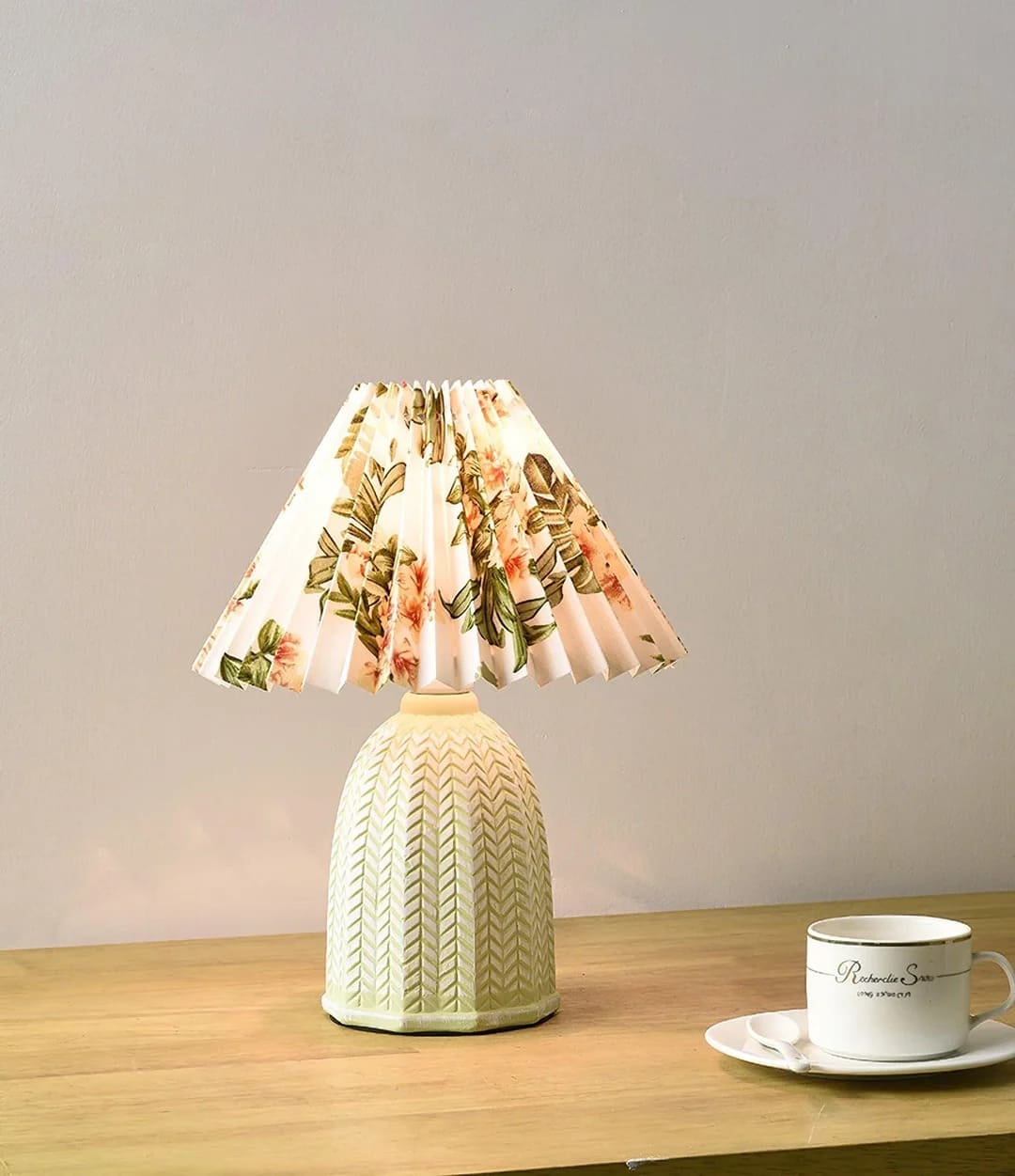 Vintage Table Lamp with Conical Pleated Lampshade