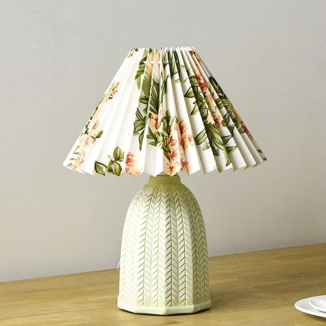 Vintage Table Lamp with Conical Pleated Lampshade