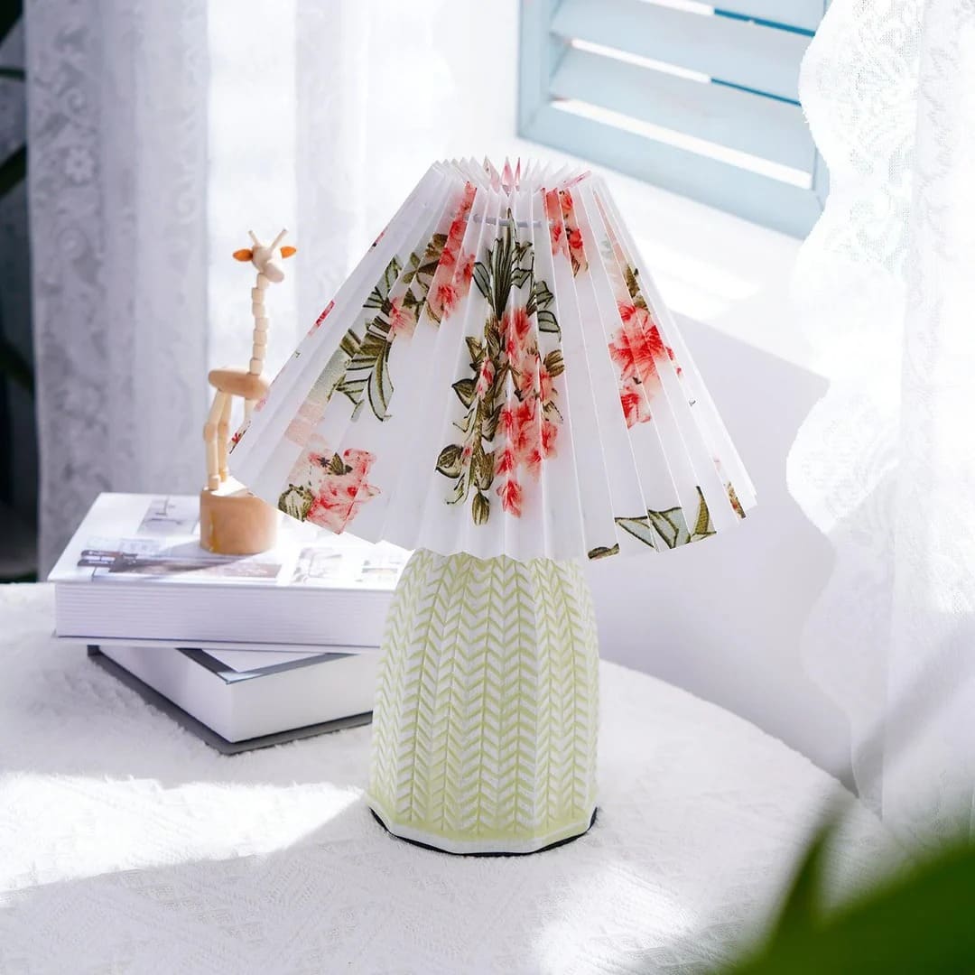 Vintage Table Lamp with Conical Pleated Lampshade