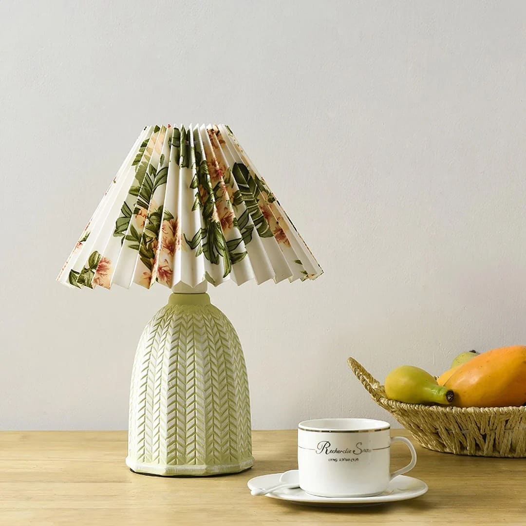 Vintage Table Lamp with Conical Pleated Lampshade