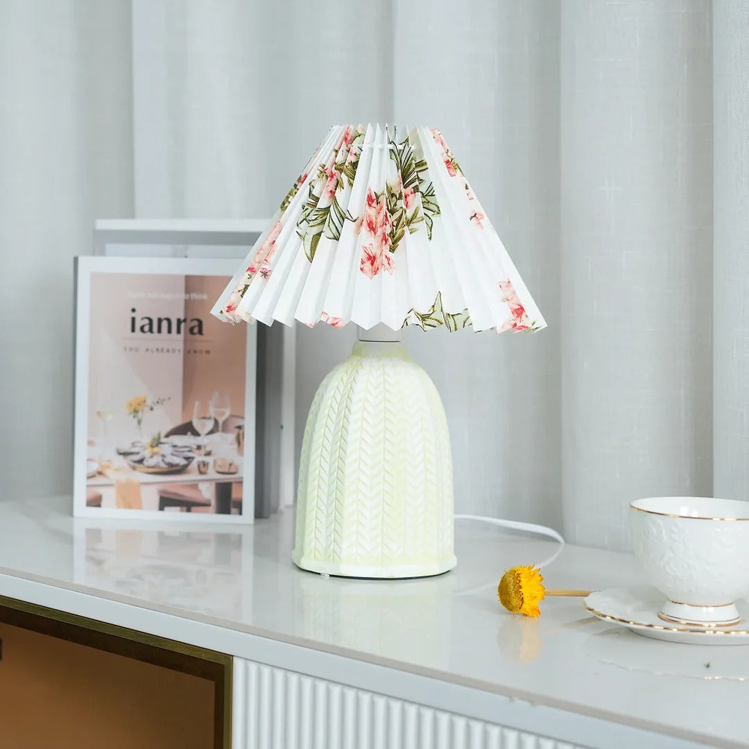 Vintage Table Lamp with Conical Pleated Lampshade