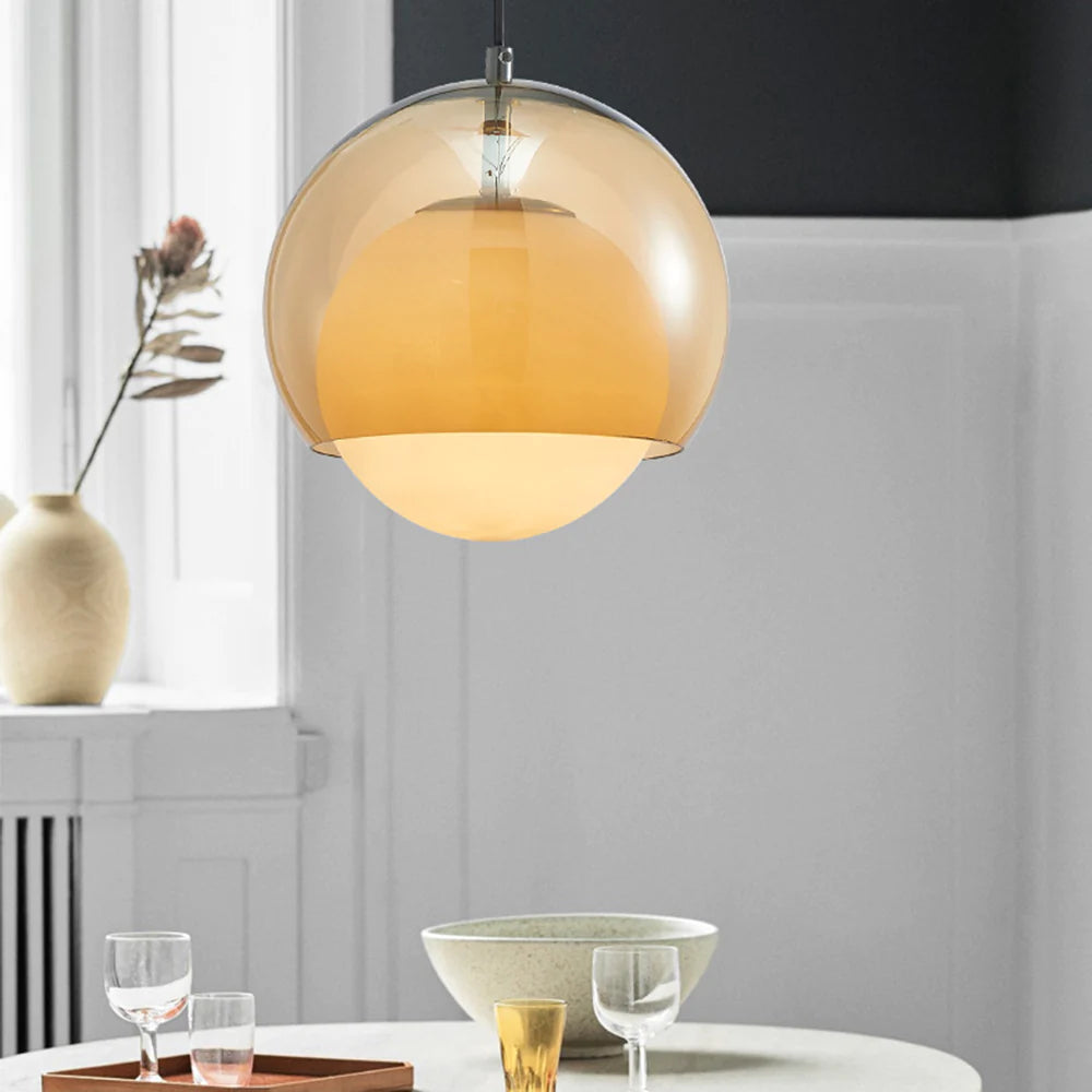 Amber Glass Pendant Light with Modern Elegance