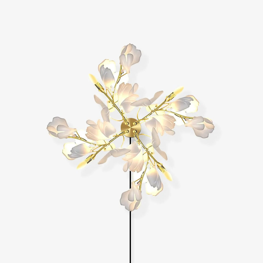 Elegant Floral Wall Lamp – Modern Gold & White