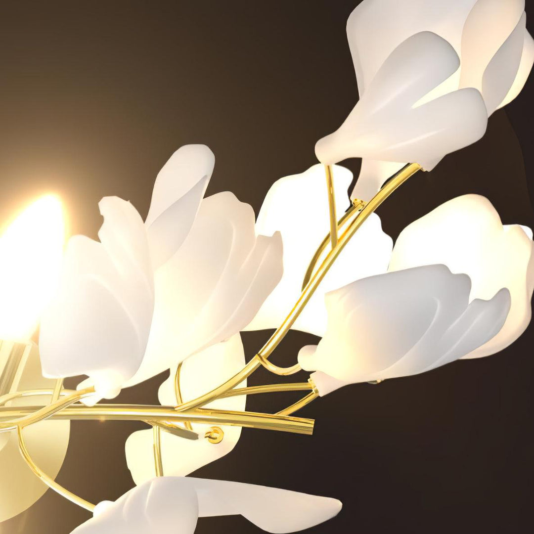 Elegant Floral Wall Lamp – Modern Gold & White