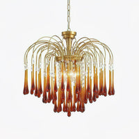 Art Deco Chandelier with Curved Droplet Accents