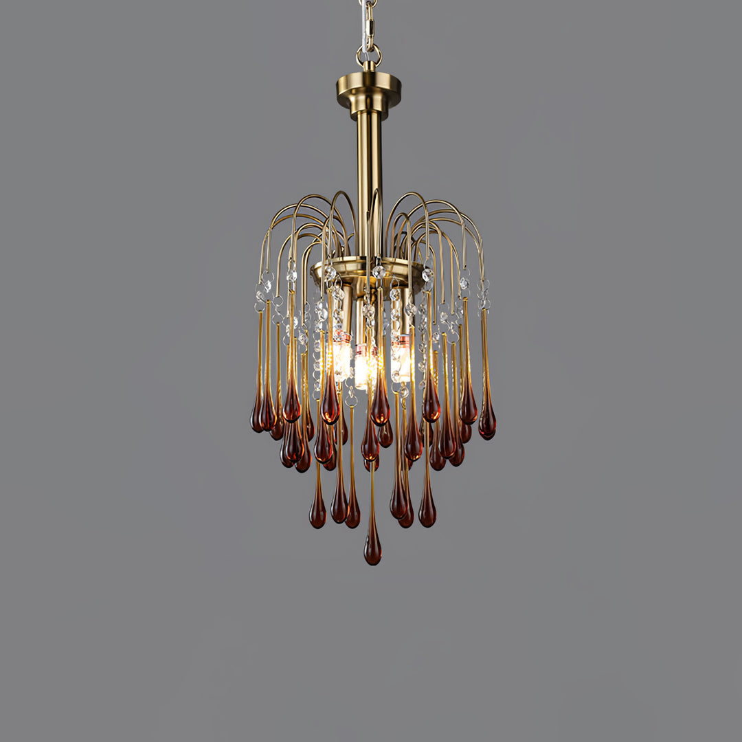 Art Deco Chandelier with Curved Droplet Accents