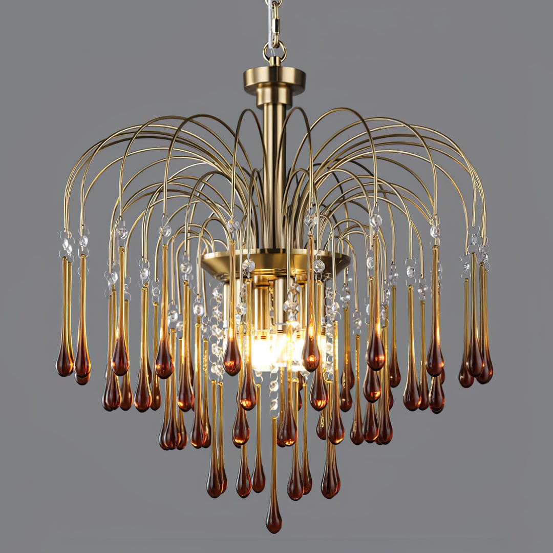 Art Deco Chandelier with Curved Droplet Accents