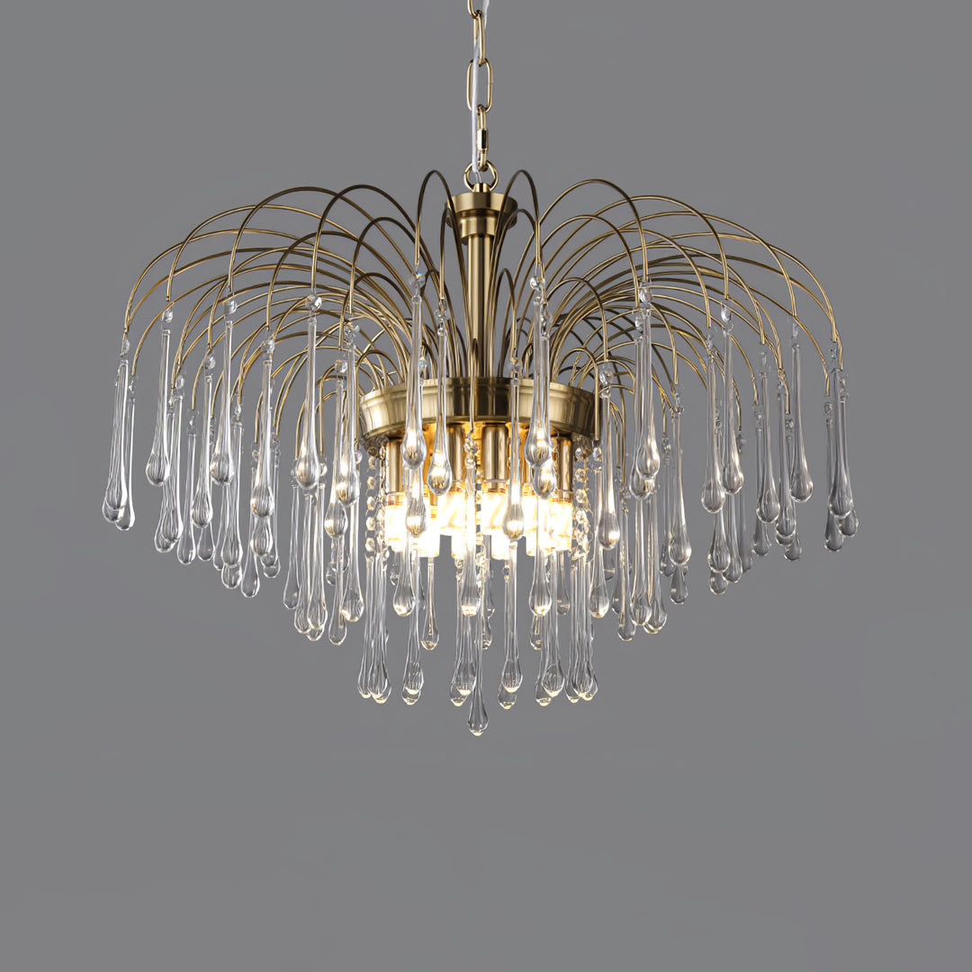 Art Deco Chandelier with Curved Droplet Accents