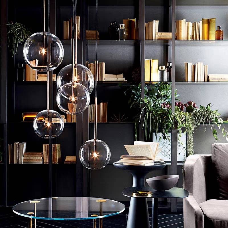 Gold Bubble Pendant Light & Clear Glass Shade