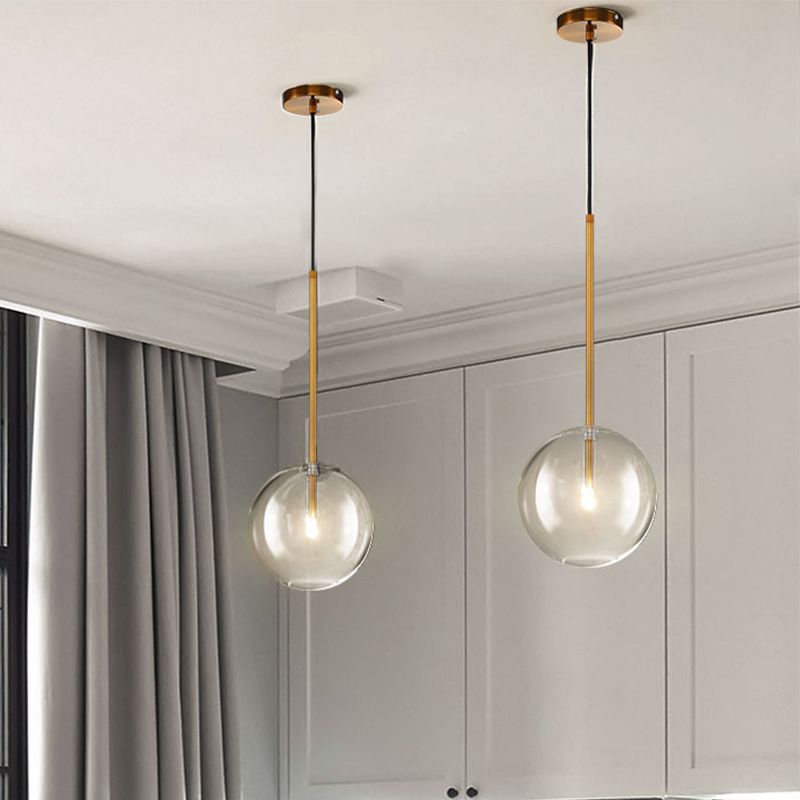 Gold Bubble Pendant Light & Clear Glass Shade