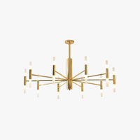 Gold Chandelier with Curved & Cylindrical Shades