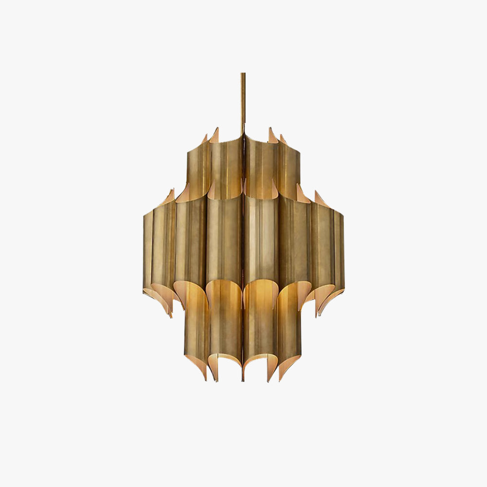 Gold Drum Chandelier with Mid-Century Flair