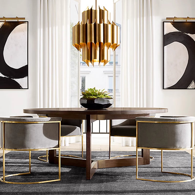Gold Drum Chandelier with Mid-Century Flair