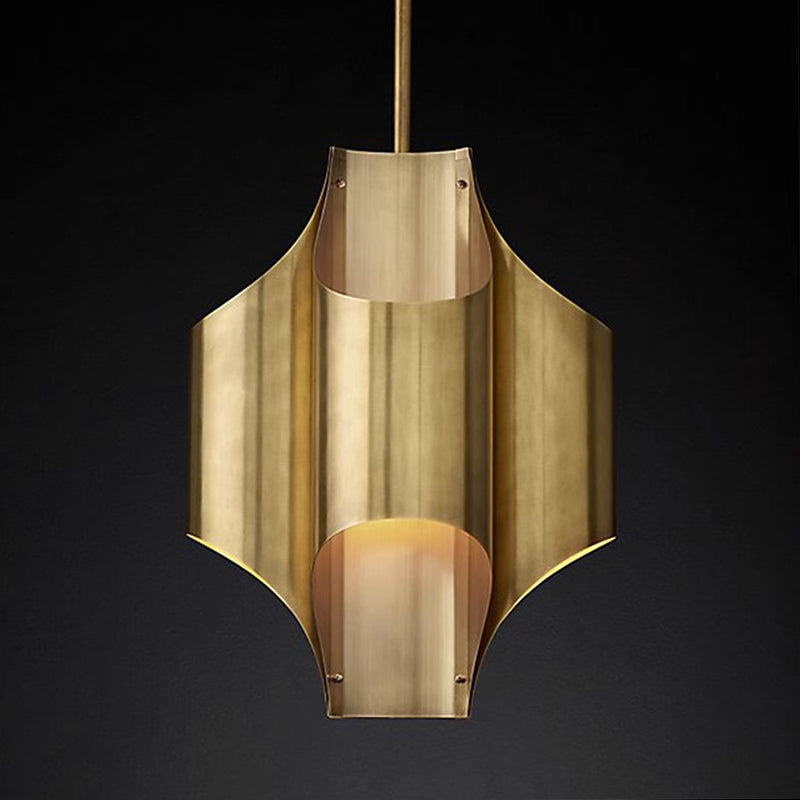 Gold Drum Chandelier with Mid-Century Flair