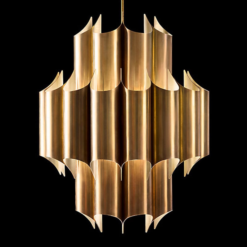 Gold Drum Chandelier with Mid-Century Flair