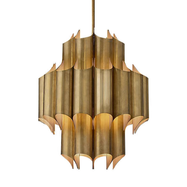 Gold Drum Chandelier with Mid-Century Flair