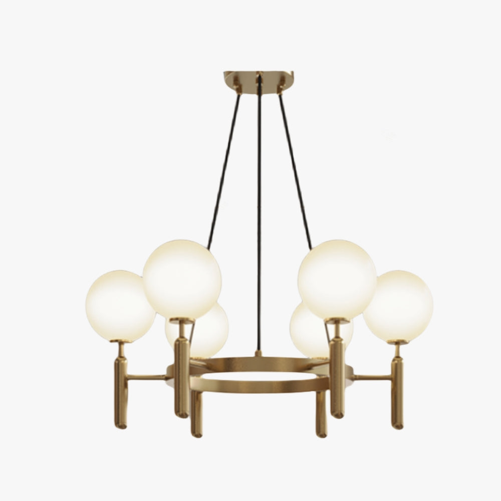 Mid-Century Chandelier with Spherical Shades