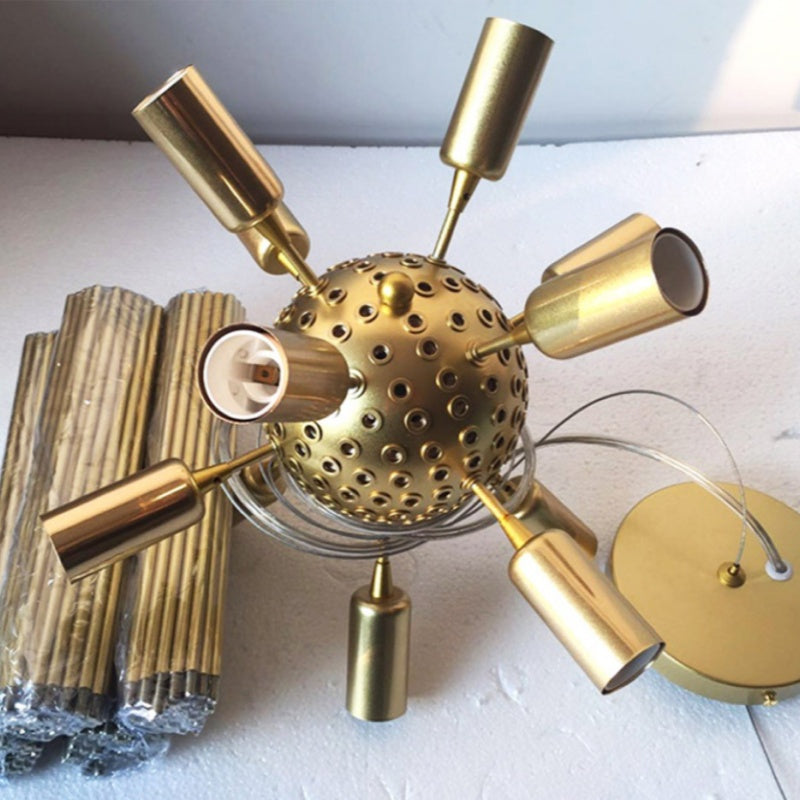 Gold Mid-Century Chandelier – Spherical Elegance