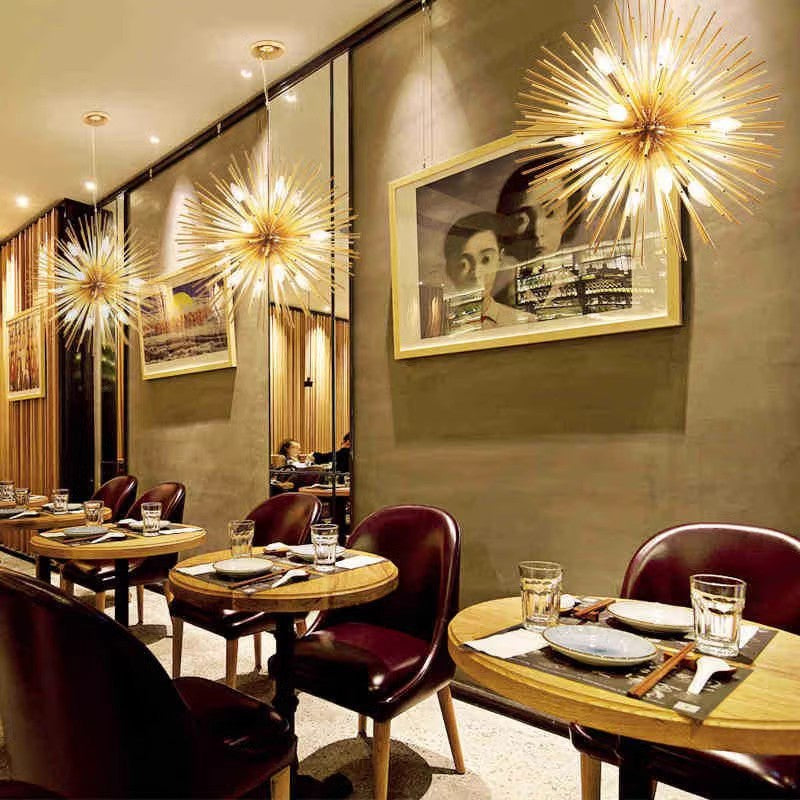 Gold Mid-Century Chandelier – Spherical Elegance