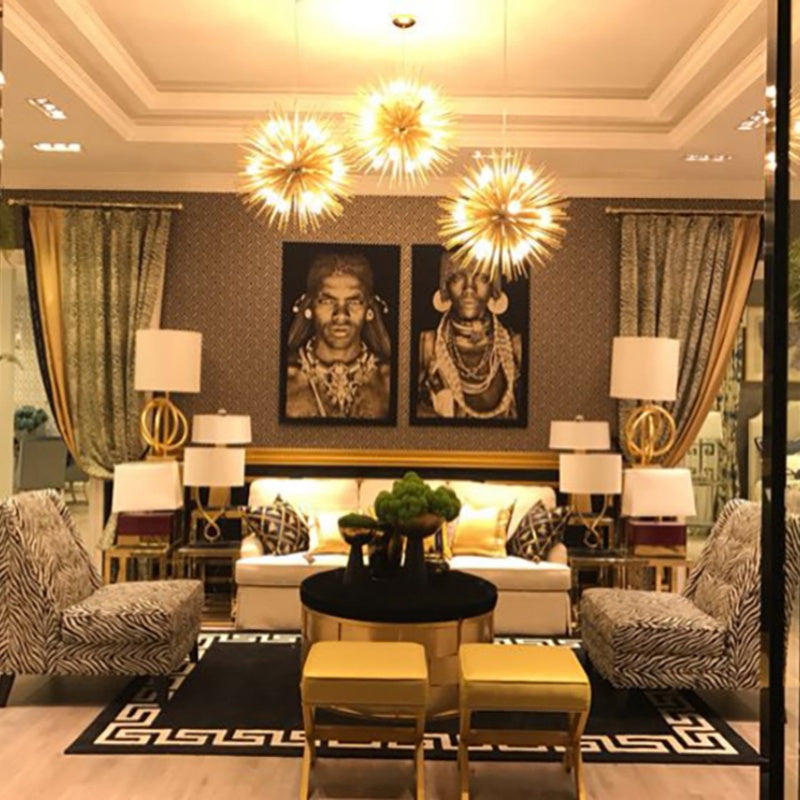 Gold Mid-Century Chandelier – Spherical Elegance