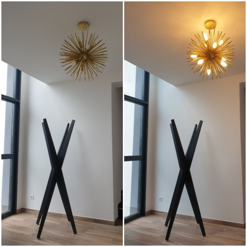 Gold Mid-Century Chandelier – Spherical Elegance