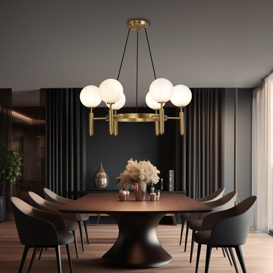 Mid-Century Chandelier with Spherical Shades