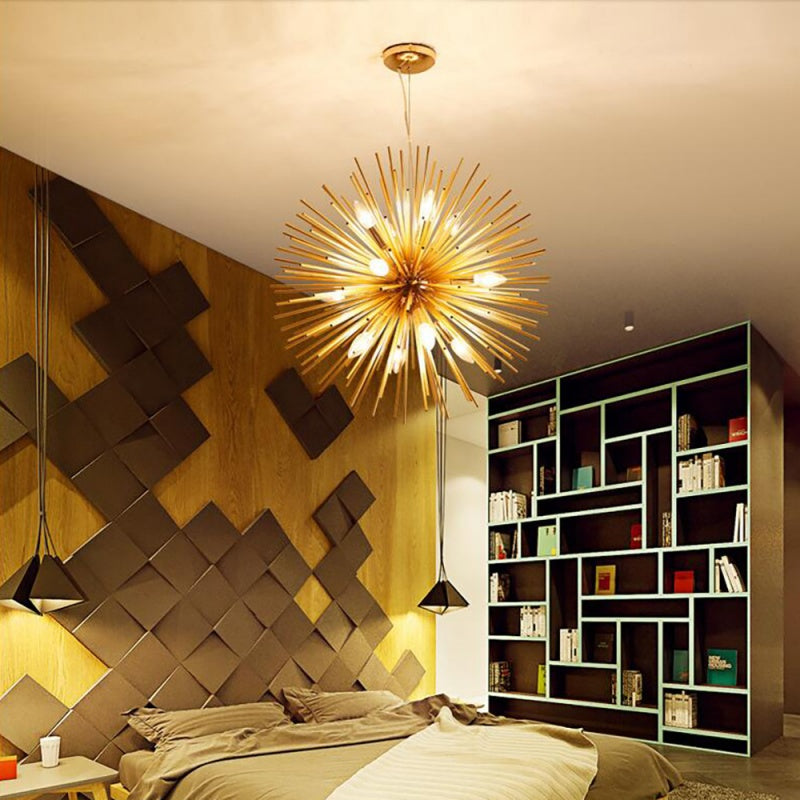 Gold Mid-Century Chandelier – Spherical Elegance