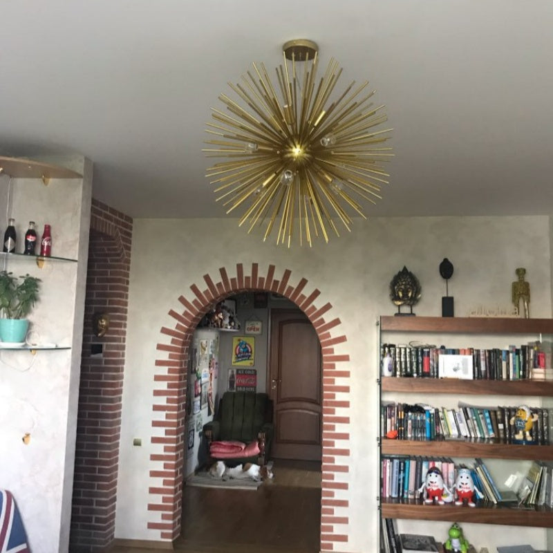 Gold Mid-Century Chandelier – Spherical Elegance
