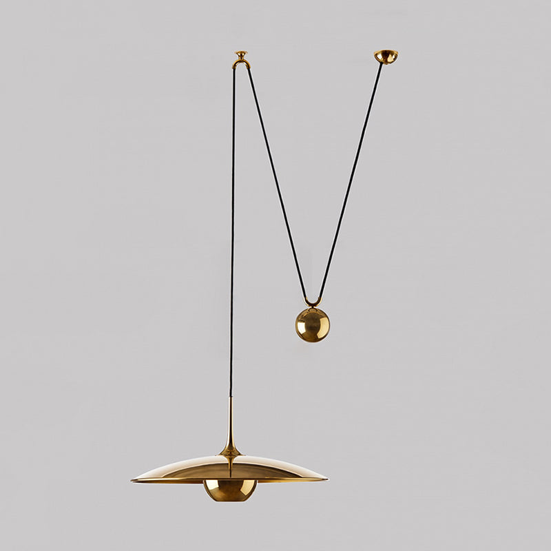 Gold Mid-Century Pendant with Adjustable Cord