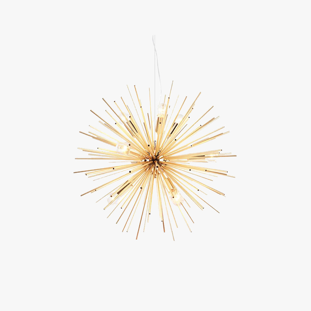 Gold Starburst Pendant Light & Hemp Rope Accent