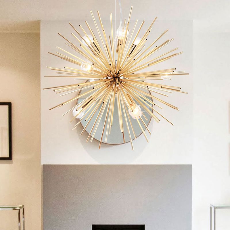 Gold Starburst Pendant Light & Hemp Rope Accent