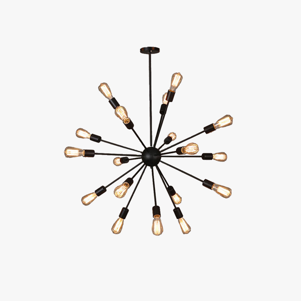 Matte Black Chandelier – Mid-Century Starburst