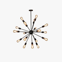 Matte Black Chandelier – Mid-Century Starburst
